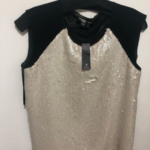 BNWT black n cream sequin top